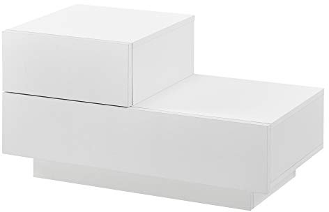 [en.casa] Nachttisch mit 2 Schubladen Nachtschrank 38x70x35cm Kommode Beistelltisch Schubladentisch Weiß Matt