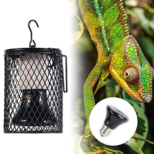 Homrich Reptilien Wärmelampen, E27 Keramik Wärmelampe mit Lampensockel Halter, 100W Infrarot Keramik Emitter Wärme Glühbirnen Lampe für Amphibien Reptilien Tiere