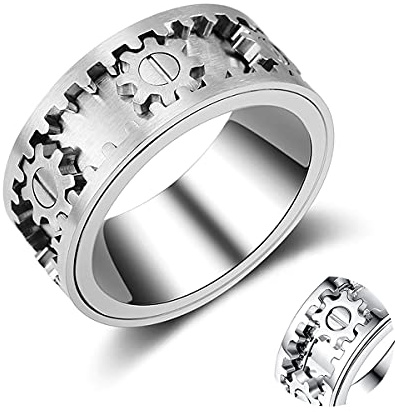 AMZCOM Spinner Ringe für Herren & Damen, Edelstahl Anxiety Fidget Ringe, Drehen Silber Verlobungsringe Trauringe Breit Ringe Freundschaftsringe Jahrestag Ringe,8