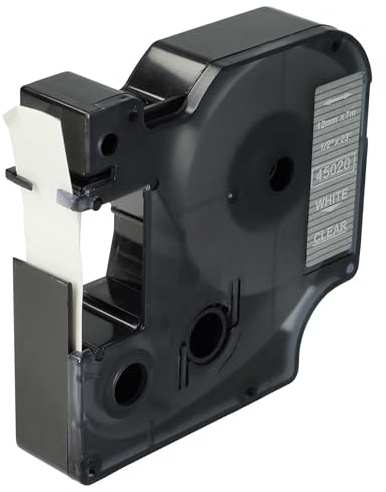 vhbw Schriftband-Kassette Ersatz für Dymo D1 | 45020 für Etiketten-Drucker 7m x 12mm Weiß auf Transparent