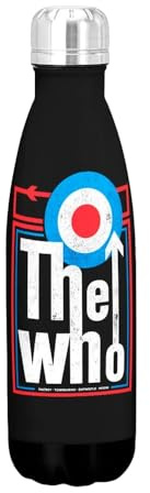 Rocksax 500ml Drinks Bottle The Who are You 18/8 Stainless Steel Leakproof 12 Hours Hot 24 Hours Cold 26.5cm High x 7cm Dia - Officially Licensed Merchandise