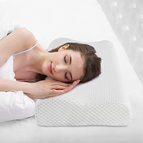Findigit Oreiller Cervicales Ergonomique à Mémoire de Forme, Oreiller Orthopédique pour la Nuque Anti Douleur, Hauteur Sélectionnable, avec Housse Lavable (70 x 40 x 11/9 CM)