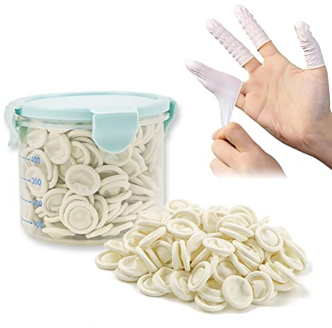 Finger Cots, Inartato Latex Finger Protectors Rubber Finger Tips Sleeves Toes Gloves Multi-Used for Handmade, Beauty Nail, Tattoo Electronic Repair Apply (Medium Size 300 Pcs Per Case)