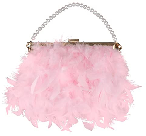 GALPADA Perlentasche Für Mädchen Kettentasche Modisch Tasche Klein Elegant Schultertasche Mädchen Umhängetasche Rosa Perlenkette Tasche Mädchentasche Stylisch Für Freizeit Und Schule Für d