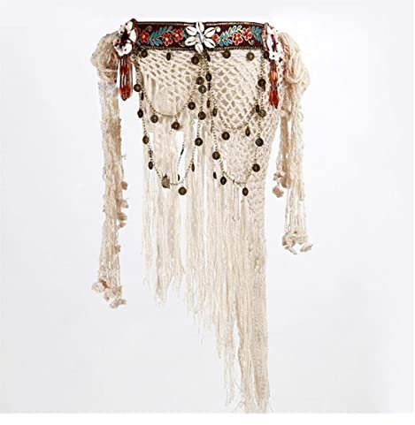 SHANGMAOYO Bauchtanz-Hüfttuch, professioneller Bauchtanz, Tribal-Taillengürtel, verstellbar, Goldkette, Münzgürtel for Zigeunertanz, Quaste, Dreieck, Hüfttuch Bauchtanz hüfttuch (Color : 1)