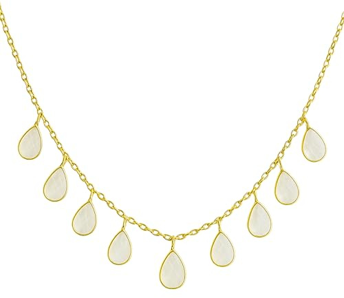 Sophia Rose Jewellery Mondstein vergoldete 925 Silber Halskette - Natürlicher Edelstein - Geburtstagsgeschenk - Handgefertigte Geschenkideen für Frauen