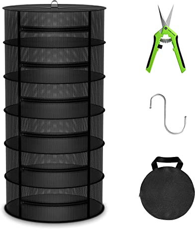 MARS HYDRO Kräuter-Trockenständer, 2 ft 6 Etagen Hängendes Netz-Pflanzenregal mit Reißverschluss, Trockenständer für Gewächshaus für Kräuter, Blumen, Samen
