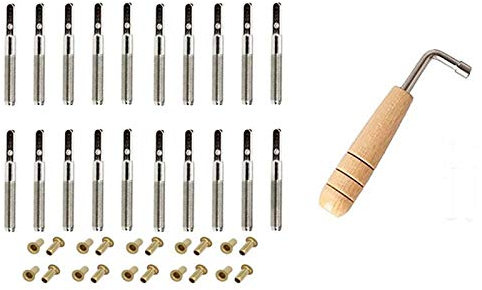 20 Stück Stimmstift-Nägel und 20 Stück Nieten, mit L-förmigem Stimmschlüssel, für Lyre, Harfe, kleine Harfe Saiteninstrument