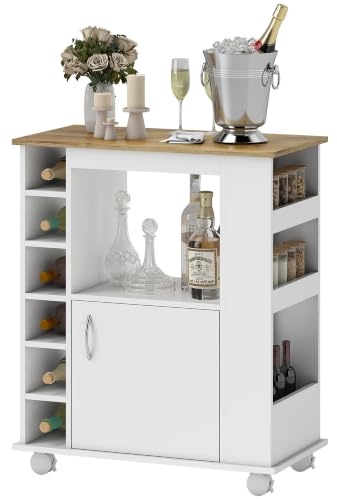 HOMCOM Desserte de Cuisine sur roulettes dim. 75L x 39,5l x 88H cm | Chariot de Service, Multi-rangements