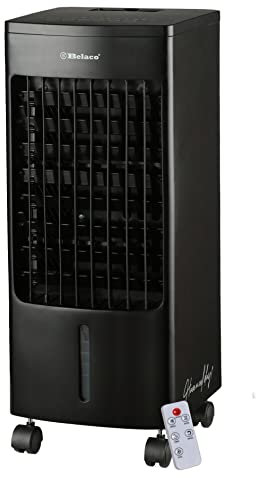 Belaco 4L Air Cooler, Evaportive Air Cooler, Humidifier, Ventilator, Ioniser, Cooling Fan, Portable Cooler Fan 8hrs Timer, 80w Digital Control Panel with Remote Control, 450m3/h airflow, Auto Swing