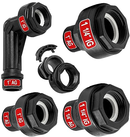 Verschraubung Kunststoff Überwurfmutter und Dichtung Kupplung Klemmverbinder QUICK RELEASE 1‘‘ AG x 1‘‘ IG PP-Fitting