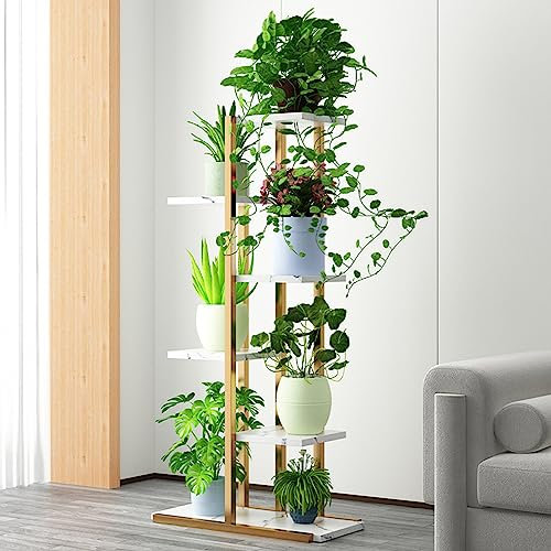 Luojuny Soporte esquinero de metal de 100 cm de alto, 6 niveles y 7 macetas para interiores, soporte para macetas, soportes estrechos para flores, soporte resistente para plantas con base ampliada