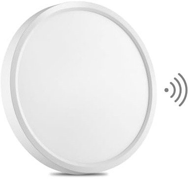 Oraymin LED Deckenleuchte mit Radar Bewegungsmelder, 18W 1800LM 4000K Lampe mit Bewegungsmelder innen, IP44 Deckenlampe Flach für Treppe, Balkon, Flur, Keller, Garage, Carport, ultradünn Ø 23*H2.4cm