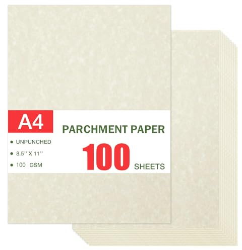 XXINMOH 100 Sheets Certificate Paper, Resume Stationary Printer-Friendly Parchment Paper for Certificates, Resumes, Diplomas (100 GSM Ivory 8.5 x 11 In) (Beige)