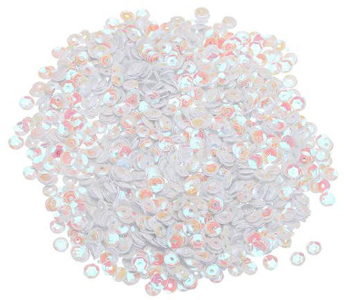 QUARKZMAN Lose Pailletten 4MM Glitzer Pailletten 3000 Stück Becher-Pailletten Stickerei-Pailletten für Schmuckherstellung Basteln Nähen, Weiß