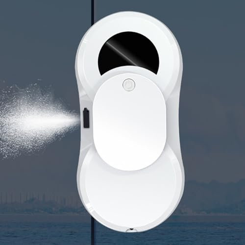 emobwdy Robot Lavavetri,5600pa Pulizia Intelligente Vetro Robotico-Spruzzo d'Acqua unidirezionale/Telecomando,Rondella Alimentata per Alte Finestre Soffitto Magnetico Automatico,Esterno Interno,White