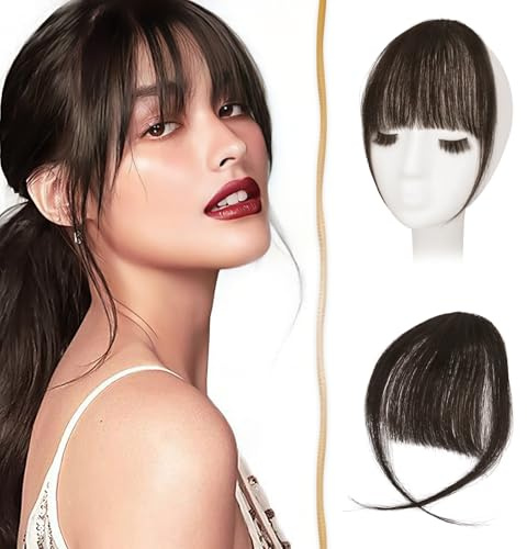 Sofeiyan 100% Humano Cabello Flequillo Francés Remy Flequillo Postizo Pelo Natural Clip Hair Flequillos Limpio Pieza Clip en Postizos Pelo Naturales para Mujer