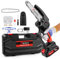 Huini Mini Chainsaw Cordless 6 Inch with Large LI-ion Battery, Powerful Electric Chainsaw with 2 Chains and Security Lock,Handheld Small Chain Saw for Wood Cutting Tree Trimming Gardening,Red