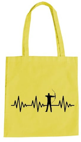 absenda Herzschlag Bogenschiessen Baumwolltasche - EKG Pfeil Sportschießen Arrow Gelb