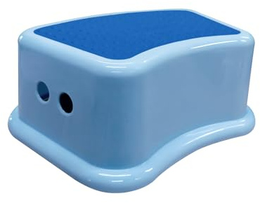 ANSIO Taburete para inodoro con superficie antideslizante, taburete de un paso para niños pequeños para baño y fregadero, cocina de plástico para niños (azul)