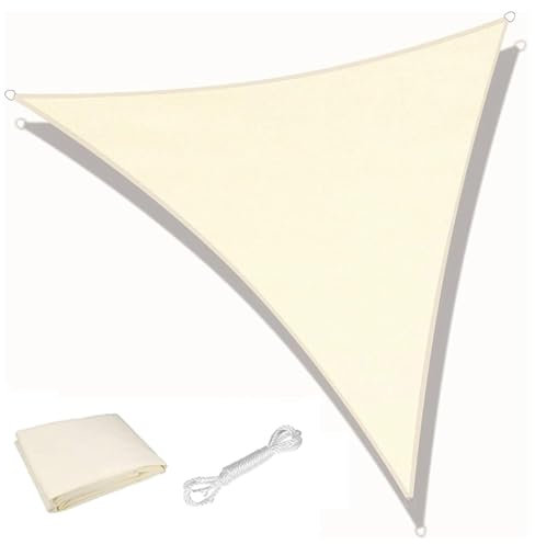 Vela Ombreggiante Triangolare,Tessuto Ombreggiante Esterno Impermeabile al 90% e Anti-UV, Perfetto per Terrazza, Giardino, Facile Installazione con Corde,6x6x6m-米黄色