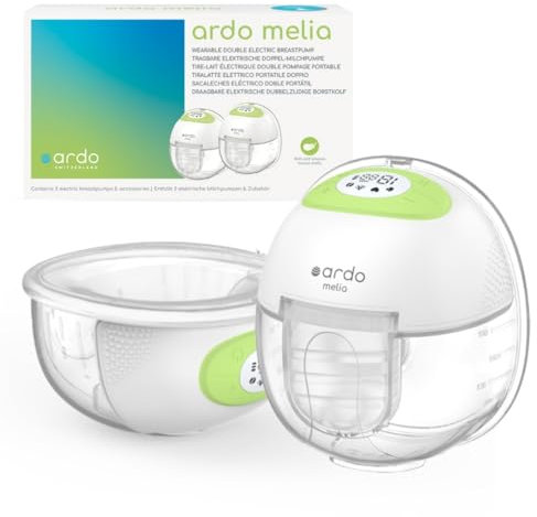 Ardo MELIA Milchpumpe elektrisch freihändig, tragbare BH-Doppelmilchpumpe, kabellos & leise, elektrische Muttermilch-Brustpumpe mit 15 Vakuum-Levels, BPA-frei, mit Milch-Auffangschale & Zubehör