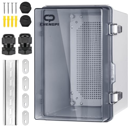 CHENGPI Boîte de Dérivation Electrique,Boitier Electrique Étanche avec Couvercle à Charnière,IP66 Boîte de Jonction en Plastique ABS,Couvercle Transparent Coffret Électrique 200x300x170MM