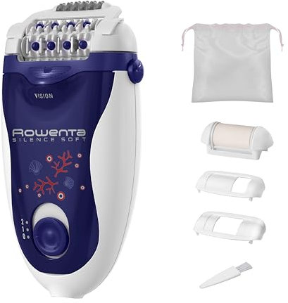 Rowenta Silence Soft Epilatore, Dispositivo per l’epilazione delicato, funzione Vision, efficienza multiangolo, aree sensibili e accessori per l’esfoliazione, EP5625F0