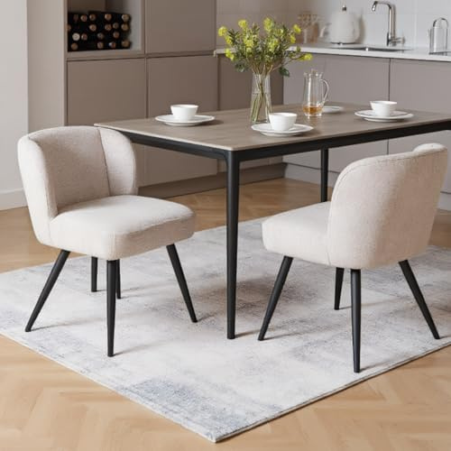 chairus stoppad matstol set med 2 tum linne tyg armlösa köksstolar vadderade sidostolar för vardagsrum (Khaki)