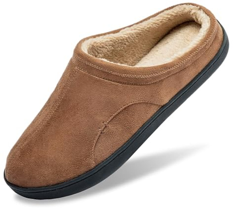 TEGELE Zapatillas de Estar por Casa de Hombre para Cálido Confortables Invierno Pantuflas Antideslizantes Espuma de Memoria Interior Exterior Marron 49/50 EU