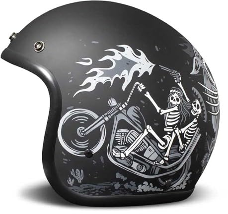 DMD Retro Ghost Rider Matt Black Open Face Helm Jethelm Motorradhelm ECE22.06, M