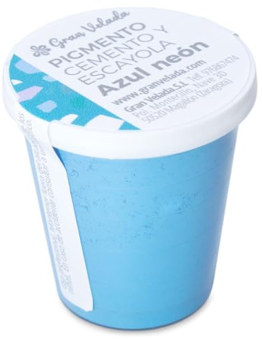 Pigmento Azul Neón para Cemento y Escayola | Polvo Micronizado Insoluble para Creaciones DIY | Alto Poder de Teñido | 150 cc