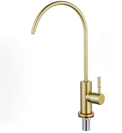 YWJFSA Osmose Wasserhahn Trinkwasserhahn, Spülenarmatur Küche Schwanenhalshahn, 360°-Drehung,Gebürstetes Gold