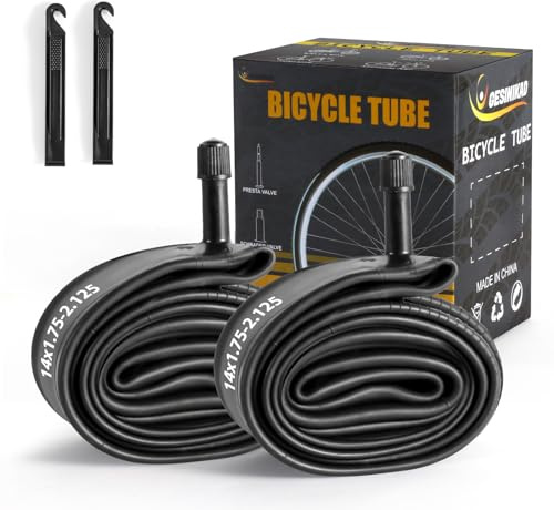 Confezione da 2 tubi flessibili AV32 mm, Schrader, 14 x 1,75-2,125, tubo da 14 pollici per biciclette da mountain bike e BMX