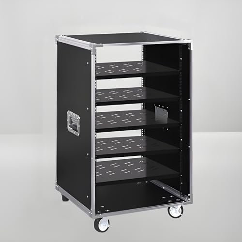 YQMHEZ 1-5-stufiger HiFi Rack, mehrlagiger bodenstehender Audio Rack HiFi Regal, Netzwerk-Server-Rack mit offenem Rahmen, mit Lenkrollen, Stereoschrank(Silver,5 Tier)