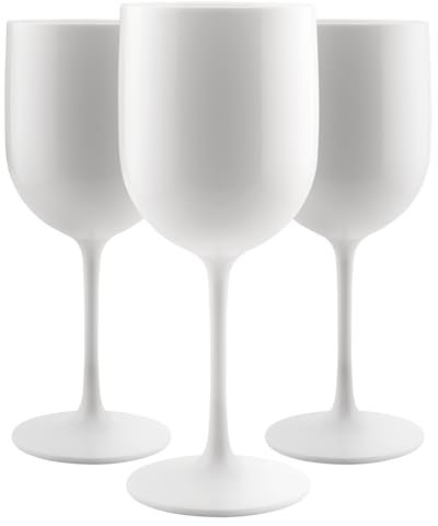 FOX&GRAPES Copas de vino de plástico blanco | Juego de 12 | Irrompibles/inastillables, reutilizables/reciclables, aptas para alimentos, aptas para lavavajillas, para cumpleaños y fiestas, 16 onzas