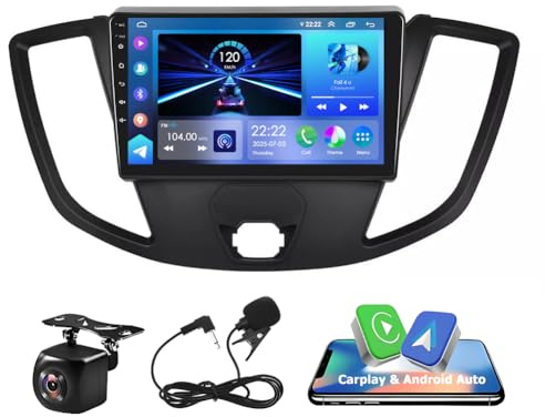 9 Inch Android 13 Car Stereo for Ford Transit 2015-2018 2GB+32GB w/Wireless Carplay & Android Auto Car Radio Receiver MP5 Player GPS Navigation w/AHD Rearview Camera Mic SWC Split Screen