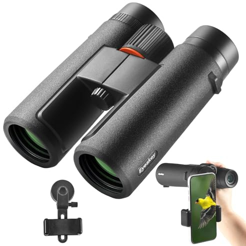 8x42 HD Wide-View Binoculars for Adults with Low Light Night Vision – Ultra-Bright Waterproof Binoculars with Smartphone Adapter for Hunting, Bird Watching, Stargazing & Outdoor Travel