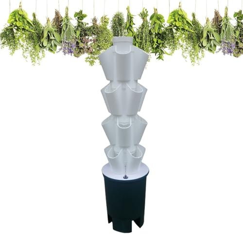 Kit Sistema Di Coltivazione Idroponica Tower, Il Migliore Grande Giardino Di Erbe Aromatiche Lattuga Pomodoro Verdura Erbe Aromatiche Sistema Di Coltivazione Idroponica Per Interni Ed Esterni(White,83