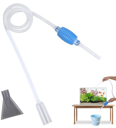 Jaarssho Fish Tank Cleaner with Scraper,Aquarium Cleaner,Fish Tank Cleaning Kit,A Hand Syphon Pump,Fishbowl Accessories,Siphon Pump Water Change,Daily Water Changing Filter,46.06 In Pipe