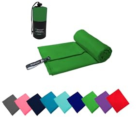 FIT&FUN Asciugamano in Microfibra 30x50 cm Verde Mela – Compatto, Ultra Assorbente e Antibatterico – Ideale per Viaggio, Sport, Palestra, Trekking, Mare e Tempo Libero