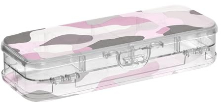 BCFHRGT Estuche de plástico con diseño de camuflaje de piedra de doble capa, estuche duro para la escuela con tapa a presión