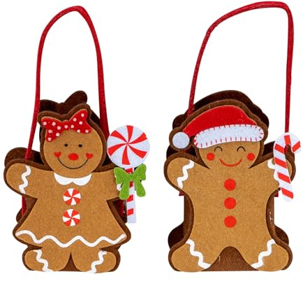 levandeo 2er Set Weihnachtstasche Filz H12cm Geschenktüte Nikolaus Lebkuchen Figur Weihnachten Aufbewahrung Präsentkorb Süßigkeiten Filzkorb