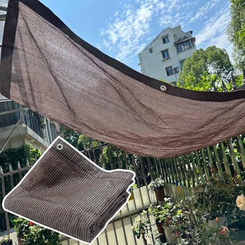 Baldacchino a vela ombreggiante resistente, 6 x 8 m, blocco UV 90% per esterni, per ventilazione permeabile e isolamento termico di patio, terrazza e cortile, colore: marrone