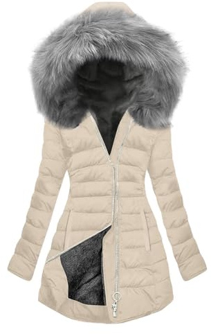 Genérico Abrigo Mujer Largo, Fleece Softshell Corto Outlet Parkas, Acolchado Esqui Forro Casaca Premama Chaqueta Invierno, Anorak Capucha Cazadoras Mujer, XL