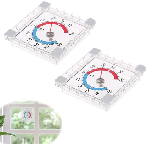 2er-Pack Fensterthermometer Aussen,Aussenthermometer Wetterfest,Außenthermometer,+- 50°C Außenthermometer,Aussenthermometer Für Fenster,Genaue Messung Der Temperatur,Für Aussen Und Fenster
