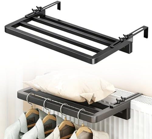 GWBPES Heizkörper Wäscheständer, Wäscheständer Platzsparende Balkon Handtuchhalter Heizkörper Heizkörpertrockner zum Einhängen Wäsche Ständer für Wandmontage für Fensterbank Badezimmer (40 x 25cm)
