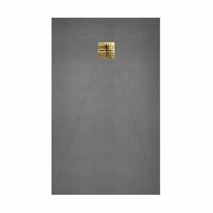 Receveur de Douche à Carreler 120x90cm avec Bonde à Sortie Horizontale - Grille Finition Or Brossé
