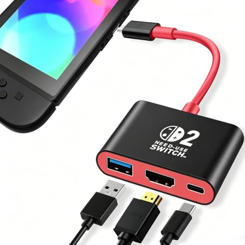 Switch 2 Dock für Nintendo Switch2: 3 in 1 Tragbarer Ladeständer mit 4K/60Hz HDMI/USB 3.0/PD 100W Port Switch Docking Station Kompatibel mit NS Switch2, Steam Deck, Phones, PC (Schwarz)