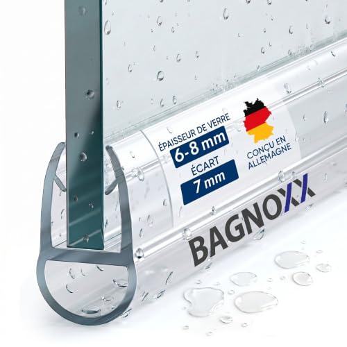 Bagnoxx Spaltdichtung, Hohlkammerprofil 100cm, für 6mm Glasstärke | Transparente Duschdichtung für Duschtüren im Badezimmer, Türdichtung unten, gegen Spritzwasser, PVC
